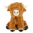A plush heritage fergus highland cow toy with shaggy brown fur white horns and black hooves by ancol heritage ferguson