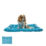 Blue inflatable ancol ice paws cooling bed with white elephant prints designed for paws cooling comfort