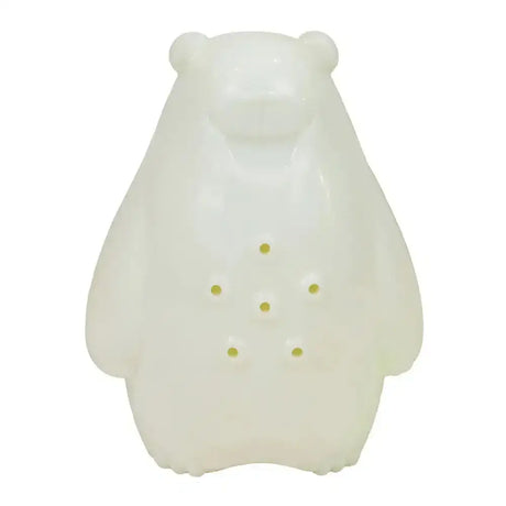 Ancol ice paws olwen ice bear white bear-shaped freezable bath toy with green dot pattern and glossy plastic finish