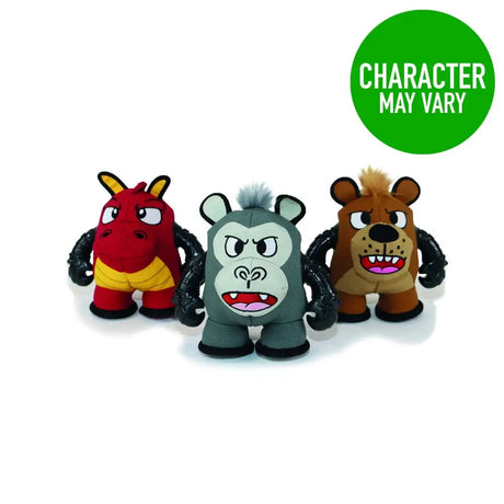 Three ancol jawables bad boys plush toys featuring a red dragon, gray gorilla, and brown bear with high density polymer arms