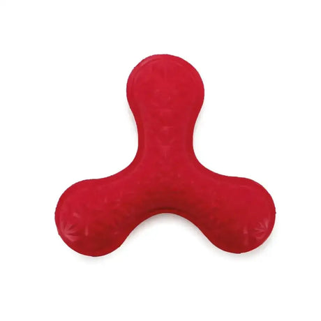 Red ancol jawables tri-star dog toy made of high density polymer with high visibility colours and a soft textured surface