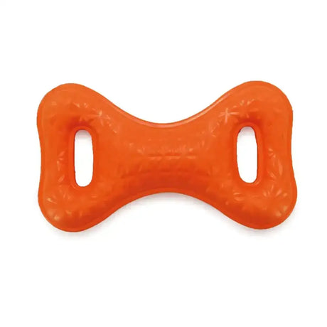 Bright orange ancol jawables tugger bone-shaped dog chew toy with textured high density polymer surface