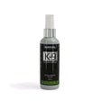 Gray plastic spray bottle with silver metallic cap labeled ancol k-9 cologne energising scent dog colognes