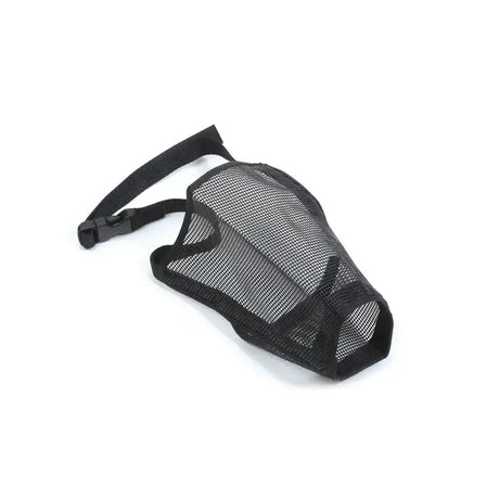 Black ancol nylon mesh dog muzzle with gentle mesh and adjustable strap for a comfortable fit