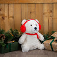 White plush olwen christmas bear wearing red earmuffs and scarf by ancol olwen perfect for holiday decor