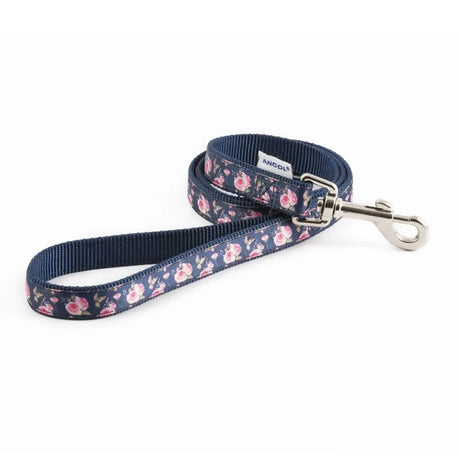 Ancol Patterned Collection Lead Navy/Rose 100 Cm X 1.9 Cm Navy Dog Collar Barnstaple Equestrian Supplies