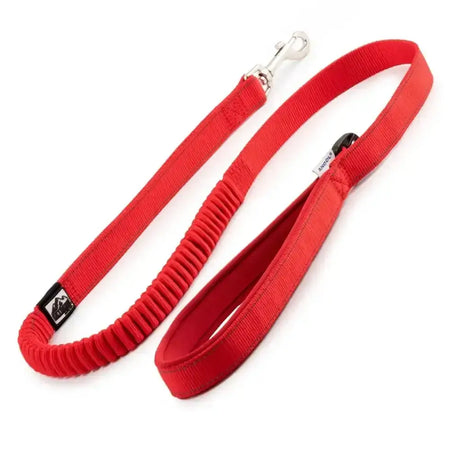 Red ancol shock absorbing lead with shock absorbing elastic red leash padded handle and silver metal clasp
