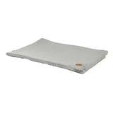 Soft gray plush ancol sleepy paws flat pad with subtle texture and small brown tag for cozy pets