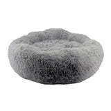 Ancol sleepy paws plush donut bed in soft gray with fluffy texture and raised edges for cozy pet naps