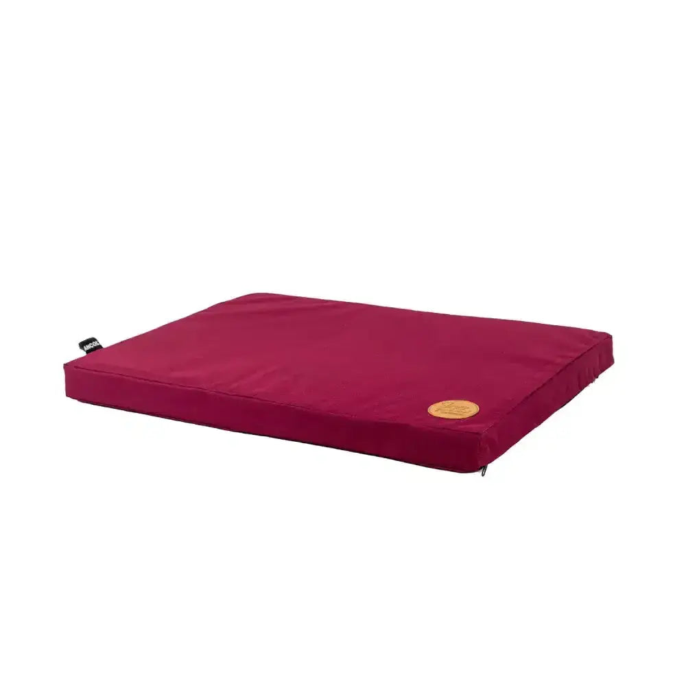 Burgundy rectangular ancol sleepy paws waterproof flat pad with soft fabric cover and stitched edges for pets