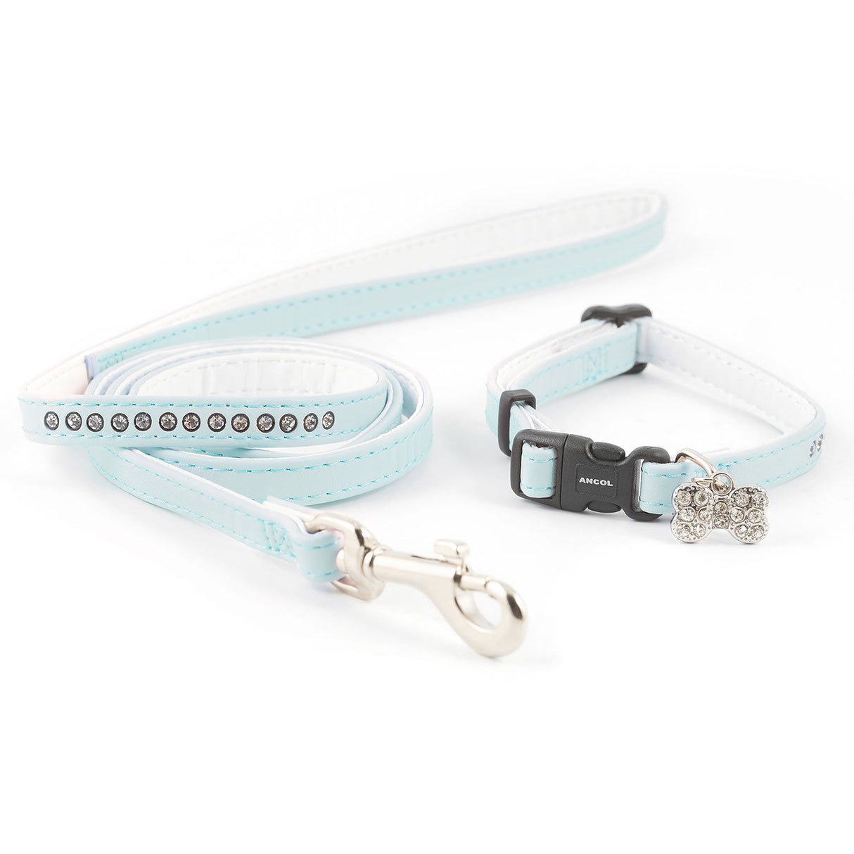 Ancol Small Bite Collar & Lead Deluxe Jewel Blue 20-30-CM-BLUE 