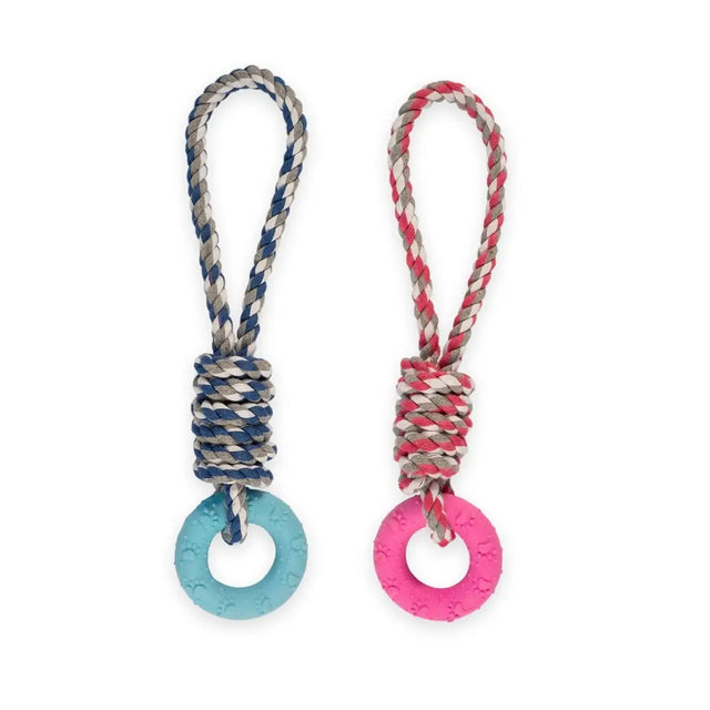 Ancol Small Bite Rope & Ring Blue/Pink Dog Toy Blue/'Pink Dog Toy