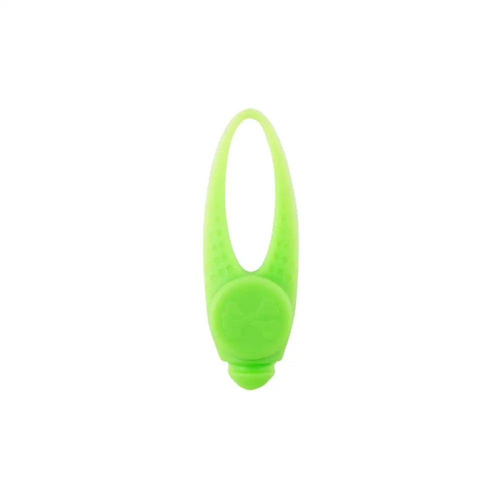 Bright neon green silicone bike bell with smooth rounded design from ancol soft collars soft blinker coller