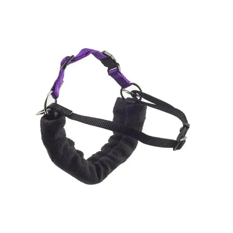 Purple and black ancol the happy at heels dog harness with plush padded chest strap for a wonderful training aid