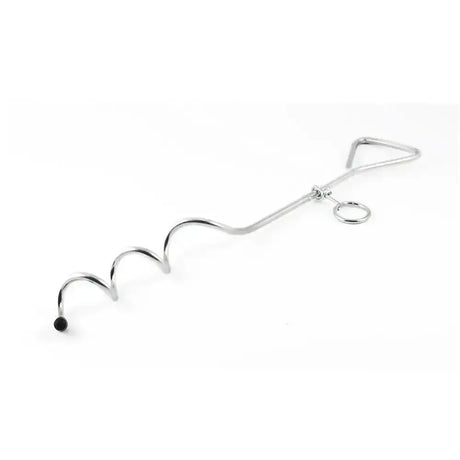 Silver metal ancol tie-out stake with spiral design and black tip for secure tie-out stake dog use