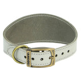 White leather ancol timberwolf hound collar with brass buckle and d-ring featuring sturdy bridle leather design