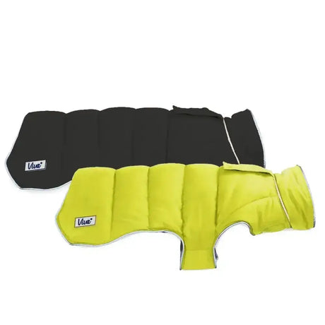 Ancol Viva dog coat reversible in vibrant lime green and black with quilted design and white trim for dogs