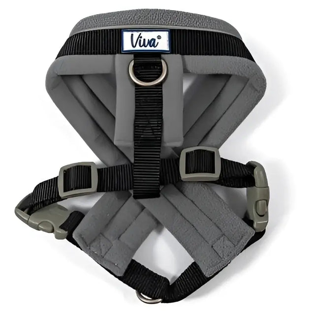 Ancol viva padanish designed harness gray with black webbing and gray plastic buckles pad harness blck 41-53cm m