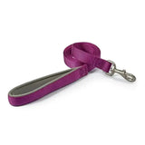 Ancol viva padded snap lead in purple with gray padded handle and durable poly-weave webbing and silver clasp
