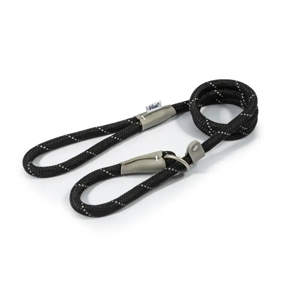 Ancol Viva Rope Slip Lead Black 120 Cm X 1.2 Cm Black Dog Lead