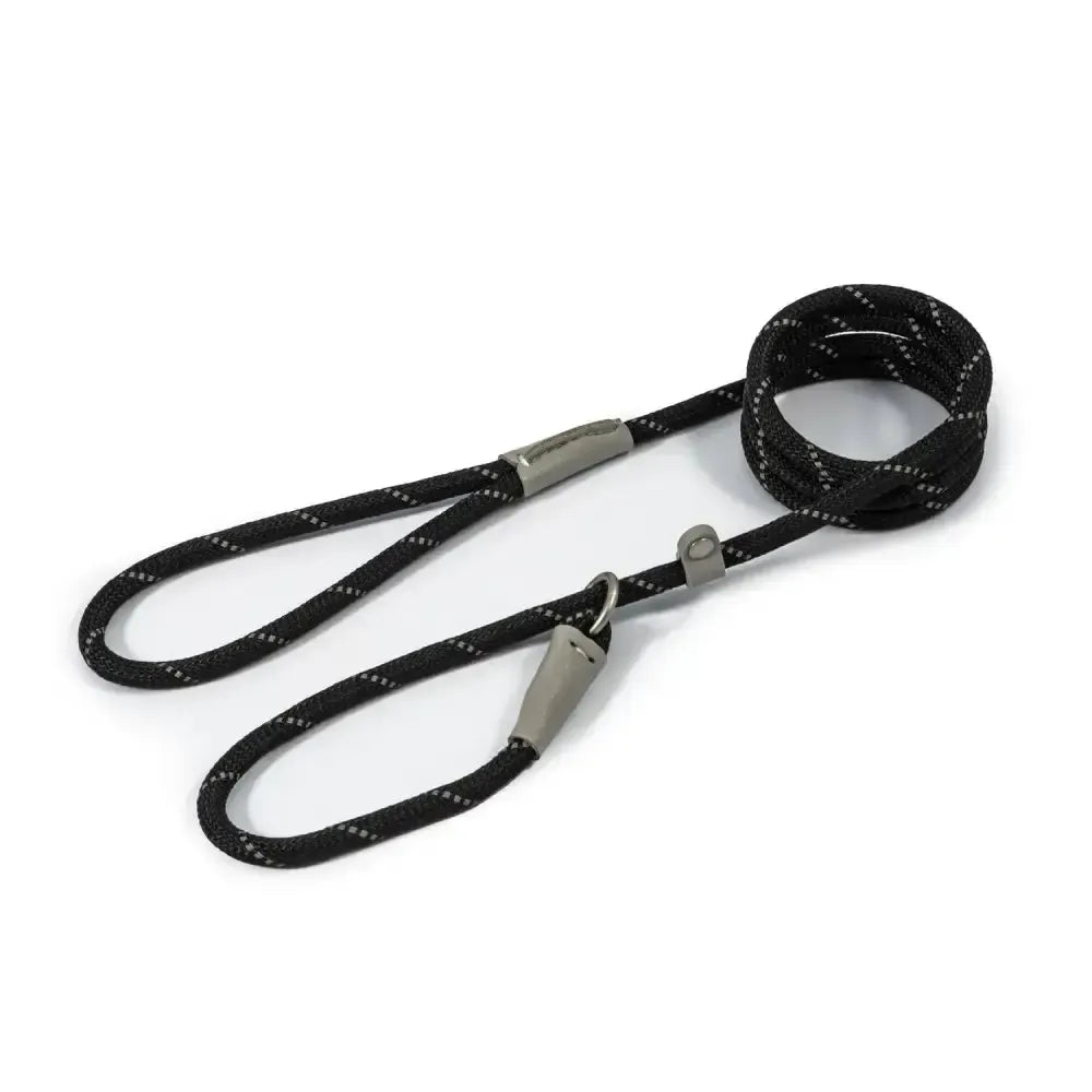 Ancol Viva Rope Slip Lead Black 150 Cm X 0.8 Cm Black Dog Lead