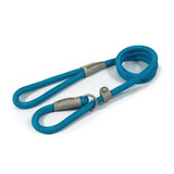 Teal ancol viva rope slip lead with durable poly-weave webbing silver metal hardware and loop handle for dogs