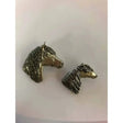 Two silver-tone metallic animal head stock pins with textured manes perfect for competition accessories