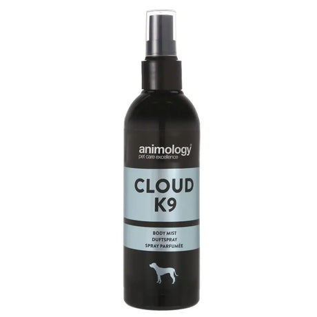 Black spray bottle of Animology Cloud K9 Body Mist for freshening dog coats