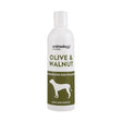 Bottle of Animology Essentials Olive & Walnut dog shampoo for healthy pet grooming