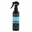 Black animology knot sure detangle spray bottle with teal label and nozzle helps remove knots from dog’s coat