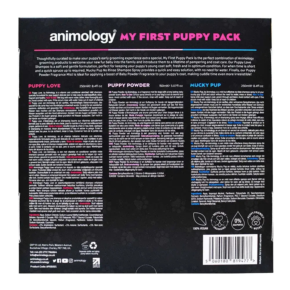 Animology My First Puppy Pack for your puppy’s early grooming and care needs