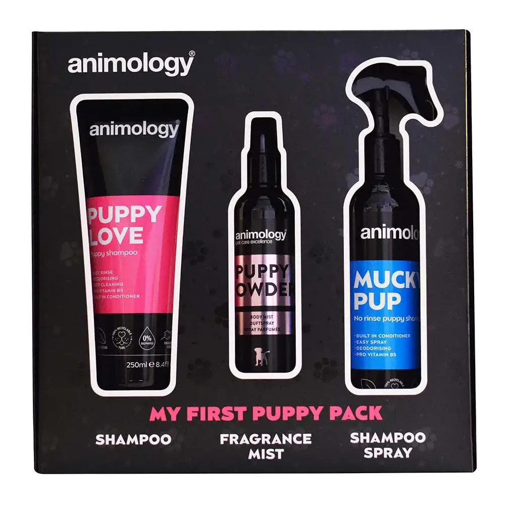 Animology My First Puppy Pack for your puppy’s early grooming experience with shampoo and mist