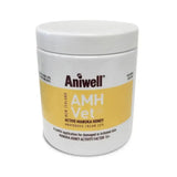 White cylindrical container of aniwell amh vet cream with active manuka honey anhydrous 25 percent in white jar