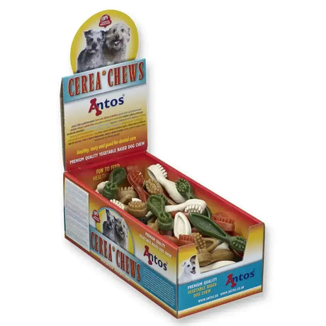 Antos cerea chews toothbrush colorful vegetable-based bone and tooth shaped dog chews from the cerea range