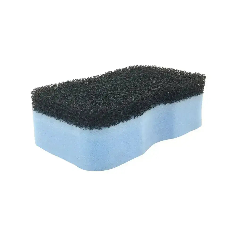 Blue and black two sided april shower sponge with textured scrubbing surface perfect for horse grooming