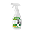 White plastic spray bottle of aqueos equine anti-bacterial tack cleaner spray with green label and horse head image