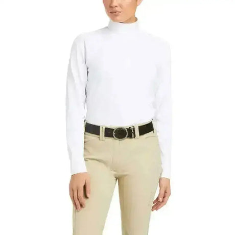 White long sleeved turtleneck top ariat auburn ladies with moisture movement technology and freeze point cooling