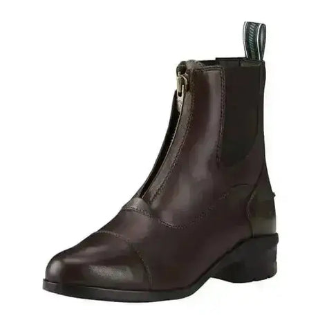 Dark brown leather ariat jodhpur boots heritage iv zip paddock boots with zipper closure and back pull tab