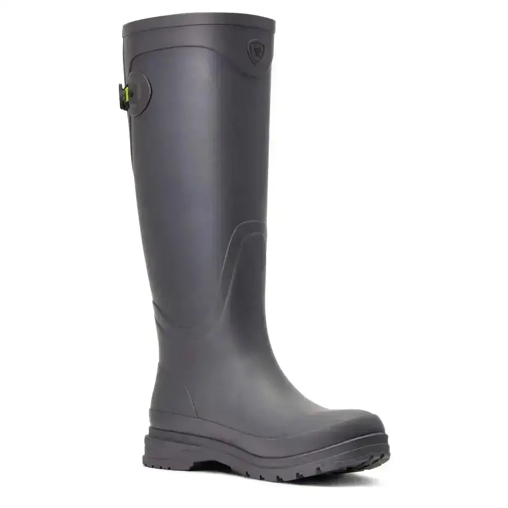 Dark gray rubber ariat kelmarsh rubber boot with textured sole and subtle embossed design for all-weather wear