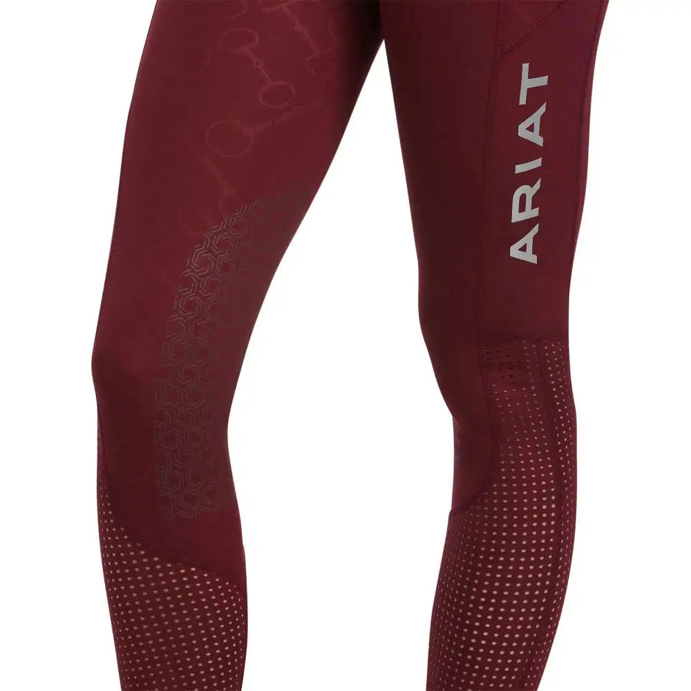 Ariat Ladies EOS Knee Patch Riding Tights With Phone Pocket And Logo Zinfandel Bit Emboss X Small Riding Tights Barnstaple Equestrian Supplies