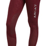 Ariat Ladies EOS Knee Patch Riding Tights With Phone Pocket And Logo Zinfandel Bit Emboss Large Ariat Legwear Barnstaple Equestrian Supplies