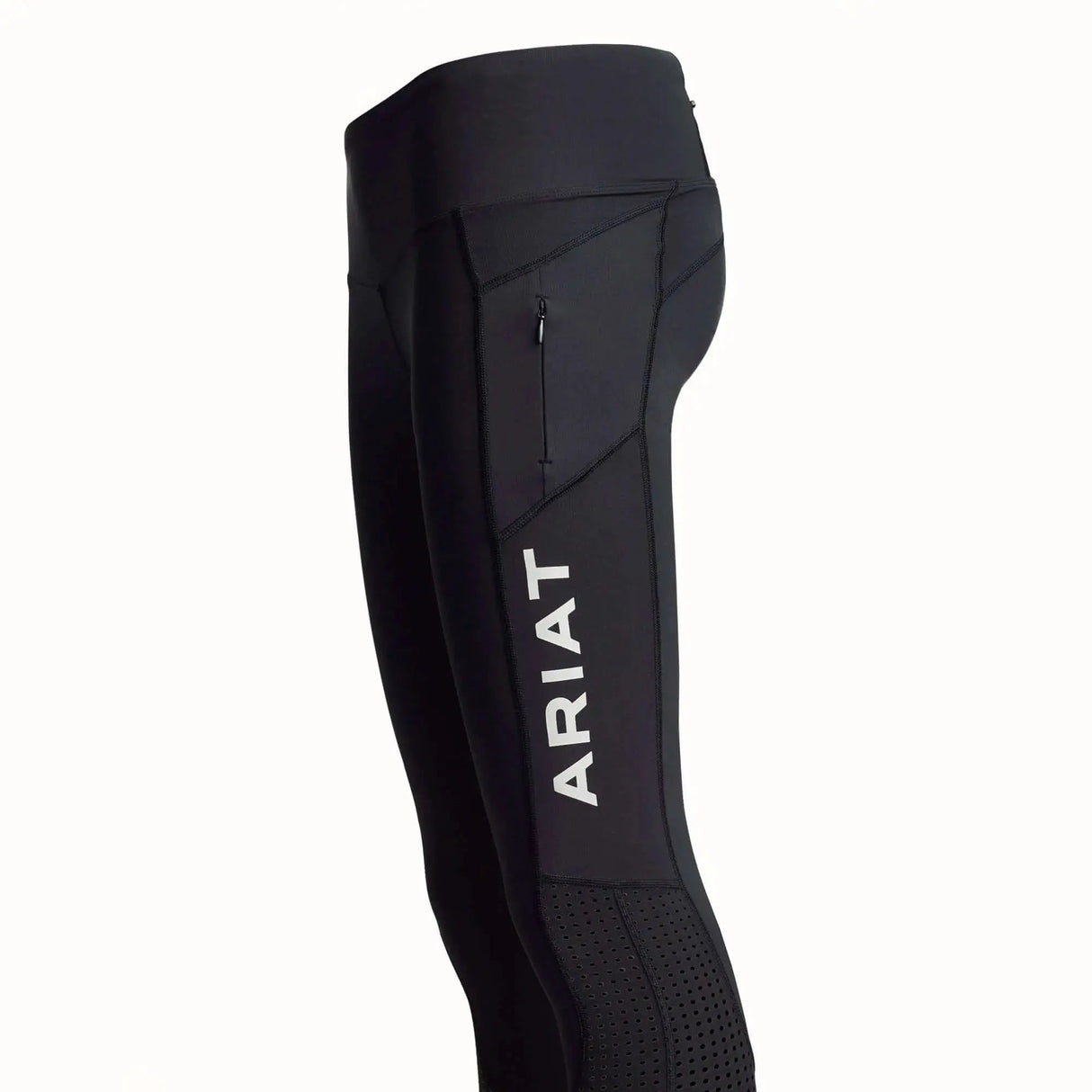 Ariat Ladies EOS Riding Tights With Phone Pocket And Logo Full Seat Black X Small Ariat Legwear Barnstaple Equestrian Supplies