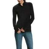Black ariat lowell base layer 2.0 quarter zip sweater with smooth fitted knit texture and long sleeves