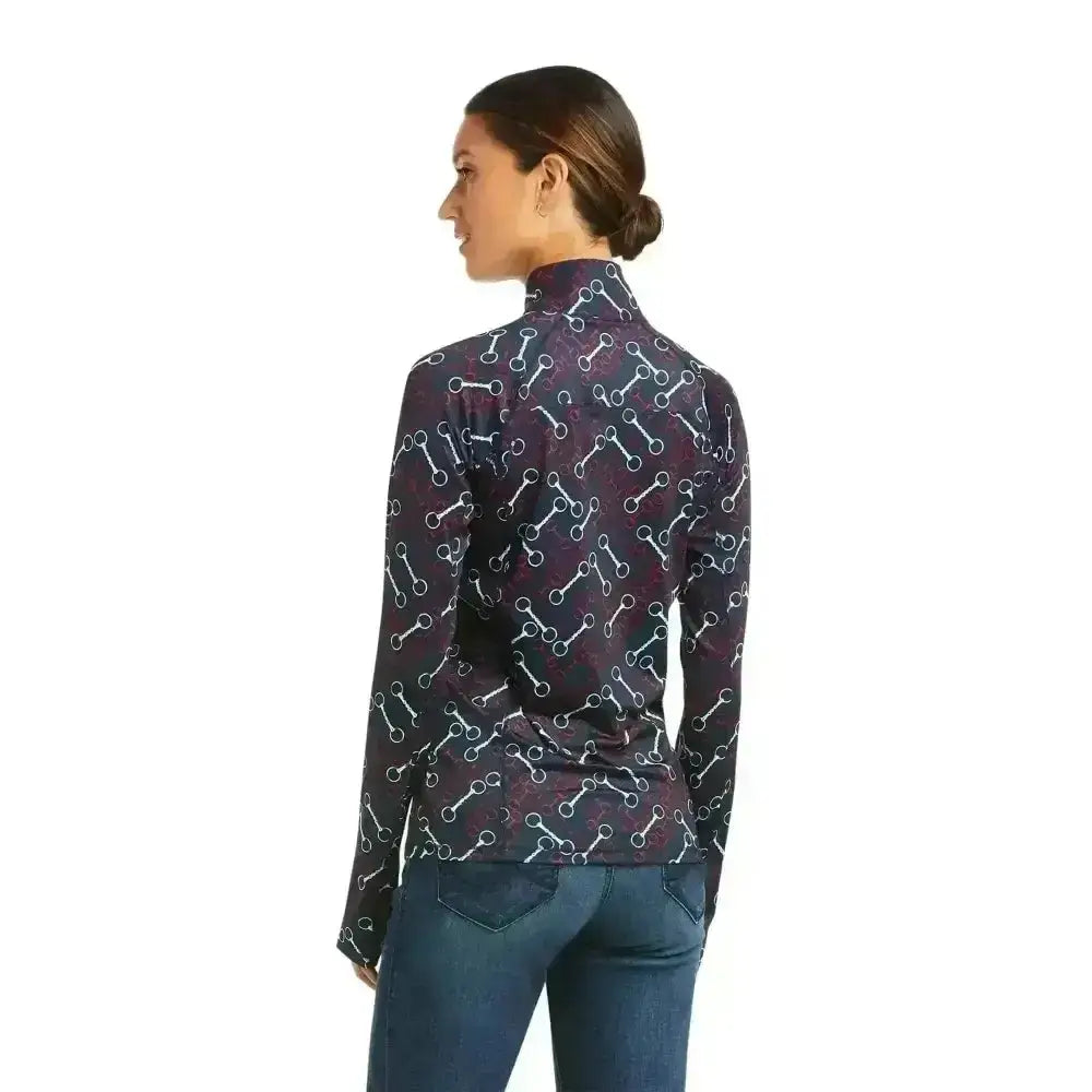 Dark navy ariat lowell base layer 2.0 long-sleeve turtleneck with white horsebit pattern for cool weather layering