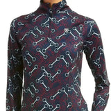 Dark navy and maroon ariat lowell base layer 2.0 1/4 zip shirt with white horsebit pattern updated lowell combines style