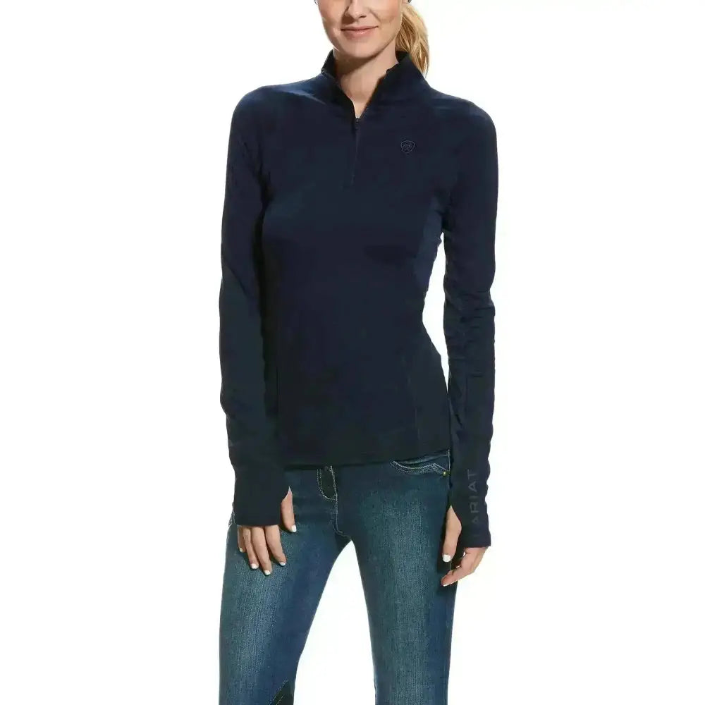 Ariat Lowell Base Layer 2.0 1/4 Zip Navy X Small Base Layers Barnstaple Equestrian Supplies