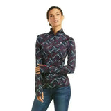 Ariart lowell base long sleeve navy shirt with high collar white horsebit pattern and subtle maroon accents