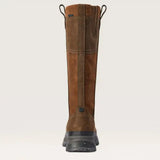 Brown suede and leather ariat moresby tall waterproof country boots with black rubber sole for riding and outdoor use