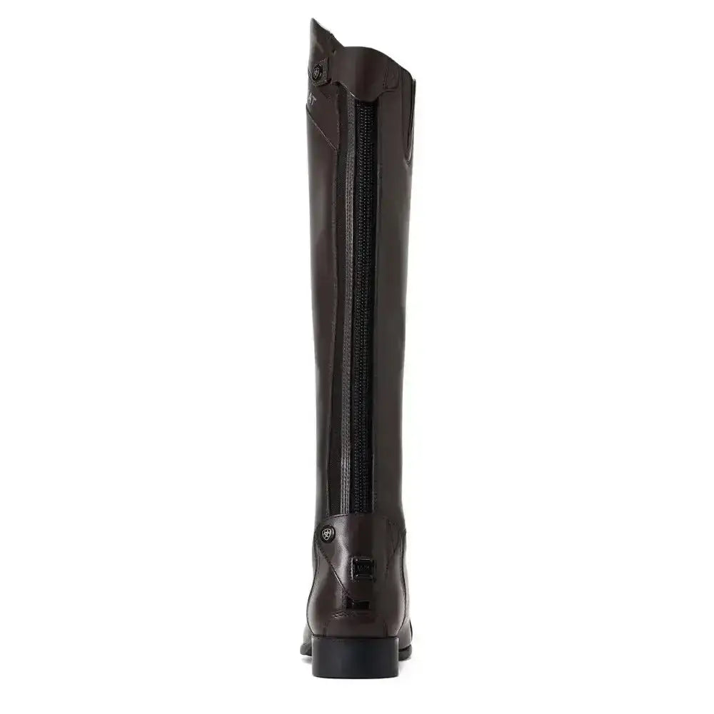 Dark brown leather ariat palisade tall long riding boots with sleek polished finish and classic lace-up design