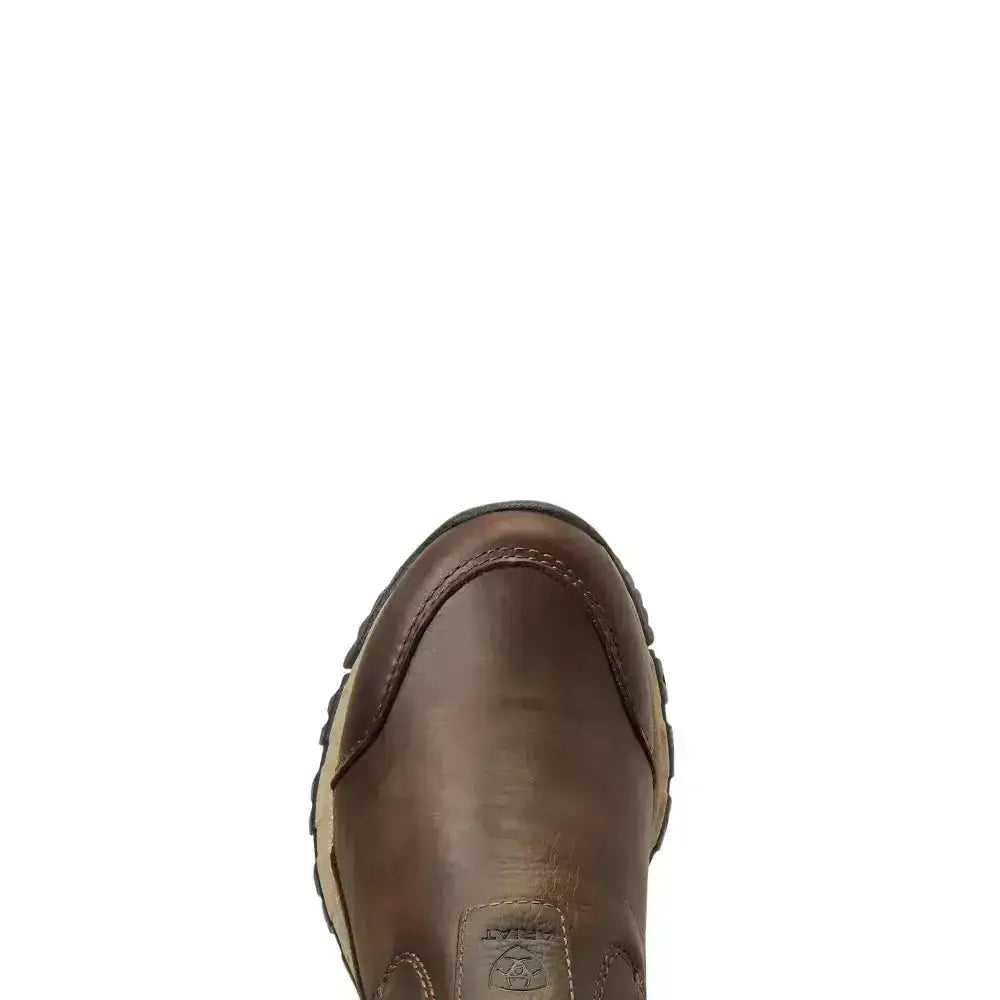 Brown leather ariat skyline slip on h20 waterproof women boot with stitched detailing and rugged sole for handy yard boo